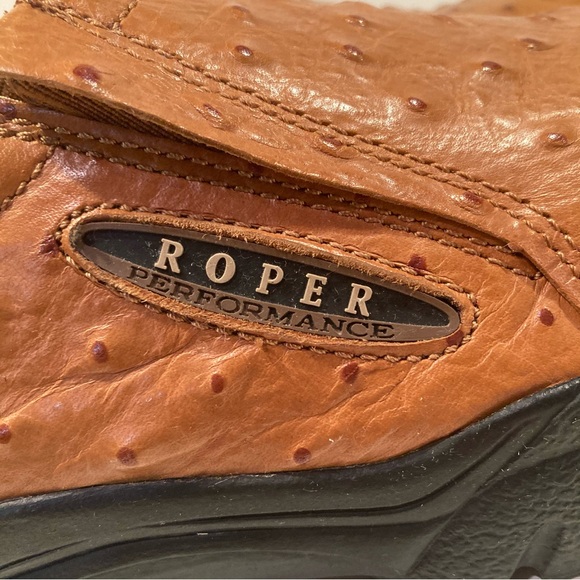 Roper Performance Womens 7.5 Loafers Brown Ostrich Embossed Leather Slip On Shoe - Picture 10 of 12